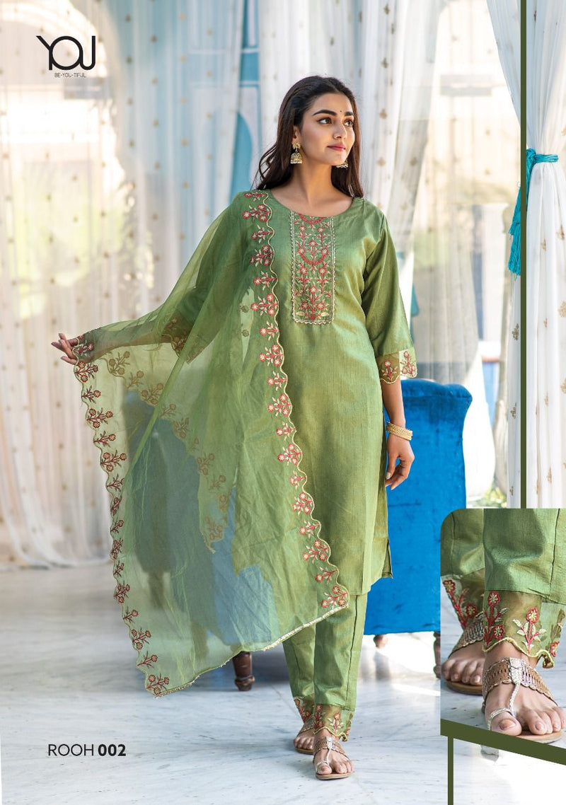 Wanna Rooh Dola Silk Fancy Designer Party Wear Kurtis With Set Of Bottom & Dupatta