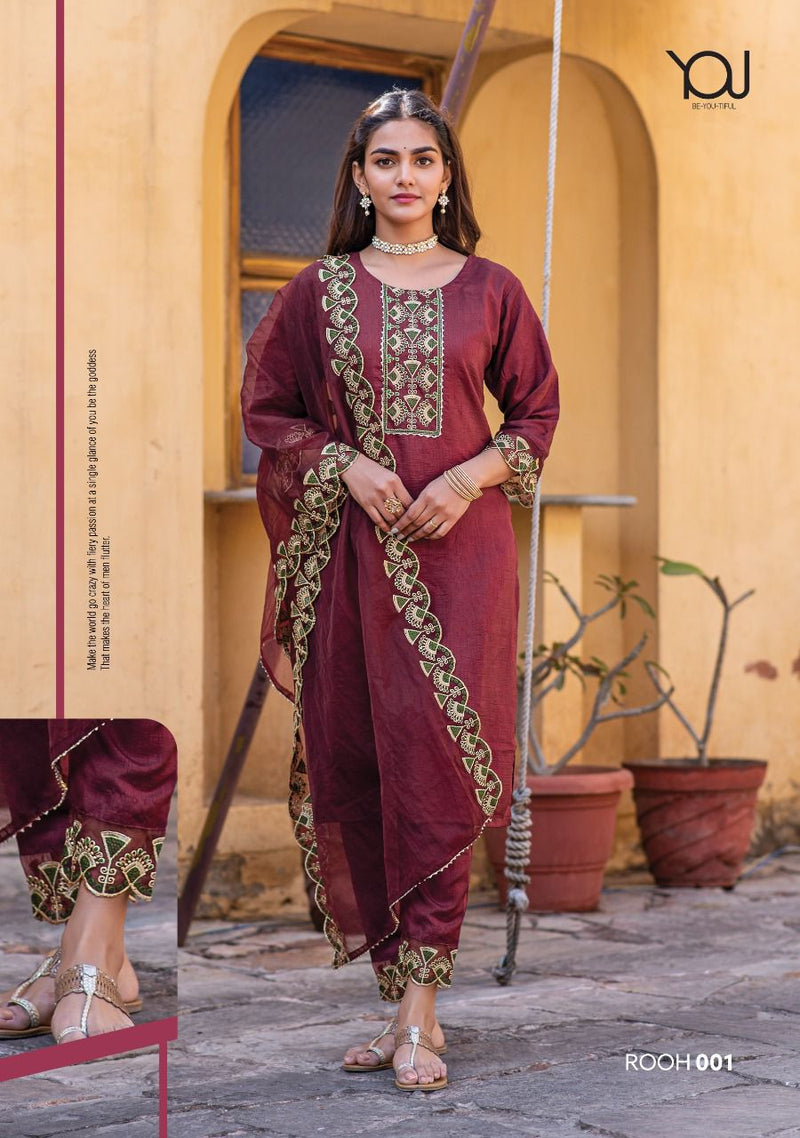 Wanna Rooh Dola Silk Fancy Designer Party Wear Kurtis With Set Of Bottom & Dupatta