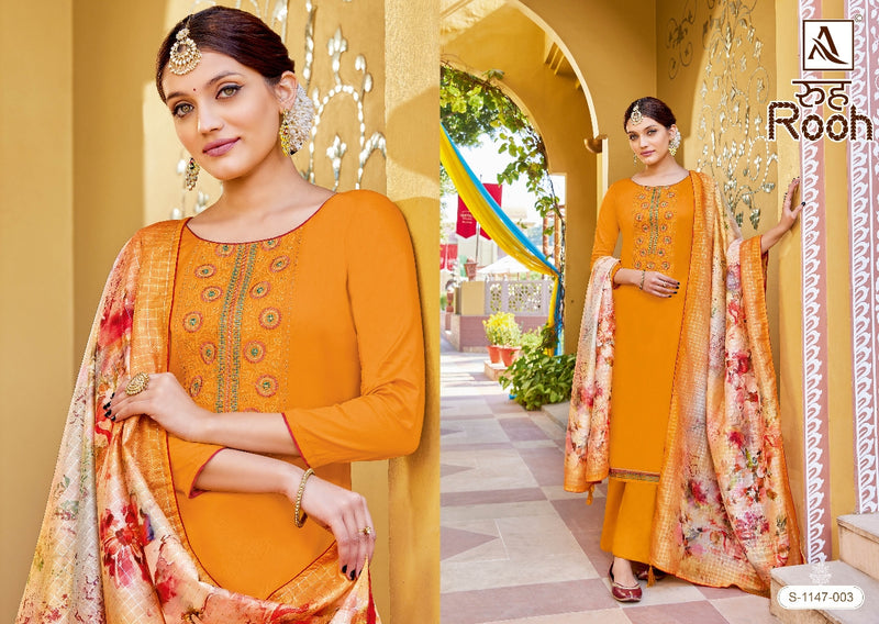 Alok Suit Rooh Jam Cotton With Heavy Embroidery Work Stylish Designer Festive Wear Salwar Kameez