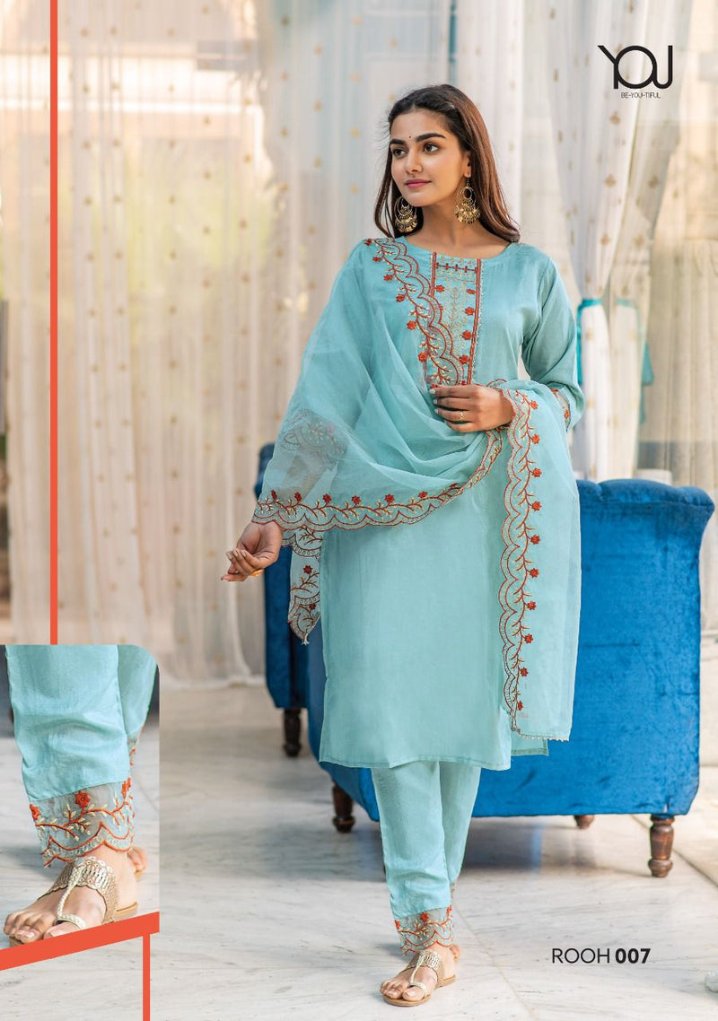 Wanna Rooh Dola Silk Fancy Designer Party Wear Kurtis With Set Of Bottom & Dupatta
