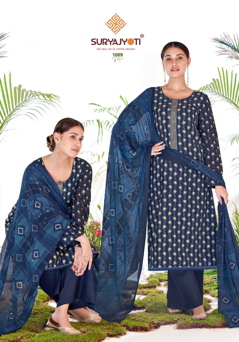 Suryajyoti Roohani Vol 1 Cotton Foil Printed Festive Wear Salwar Suits