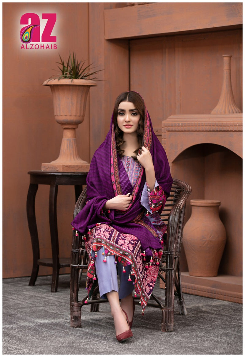 Al Zohaib Roohi Lawn Cotton Pakistani Style Printed Party Wear Salwar Suits