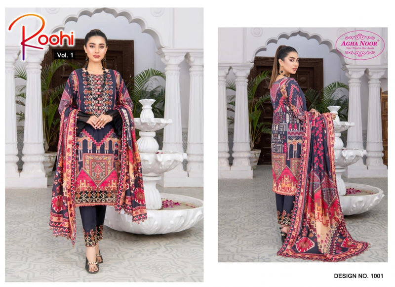 Agha Noor Roohi Vol 1 Pure Lawn Cotton Printed Partywear Salwar Kameez