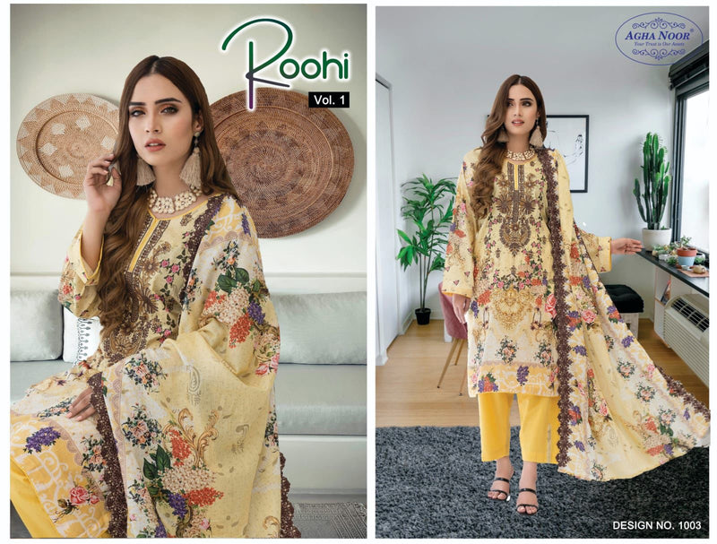 Agha Noor Roohi Vol 1 Pure Lawn Cotton Printed Partywear Salwar Kameez