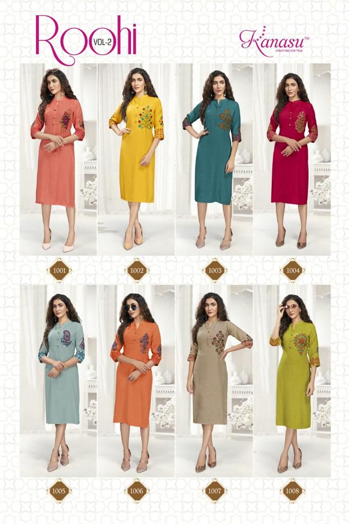 Kanasu Kurti Roohi Vol 2 Fancy Rayon Casual Wear Kurtis