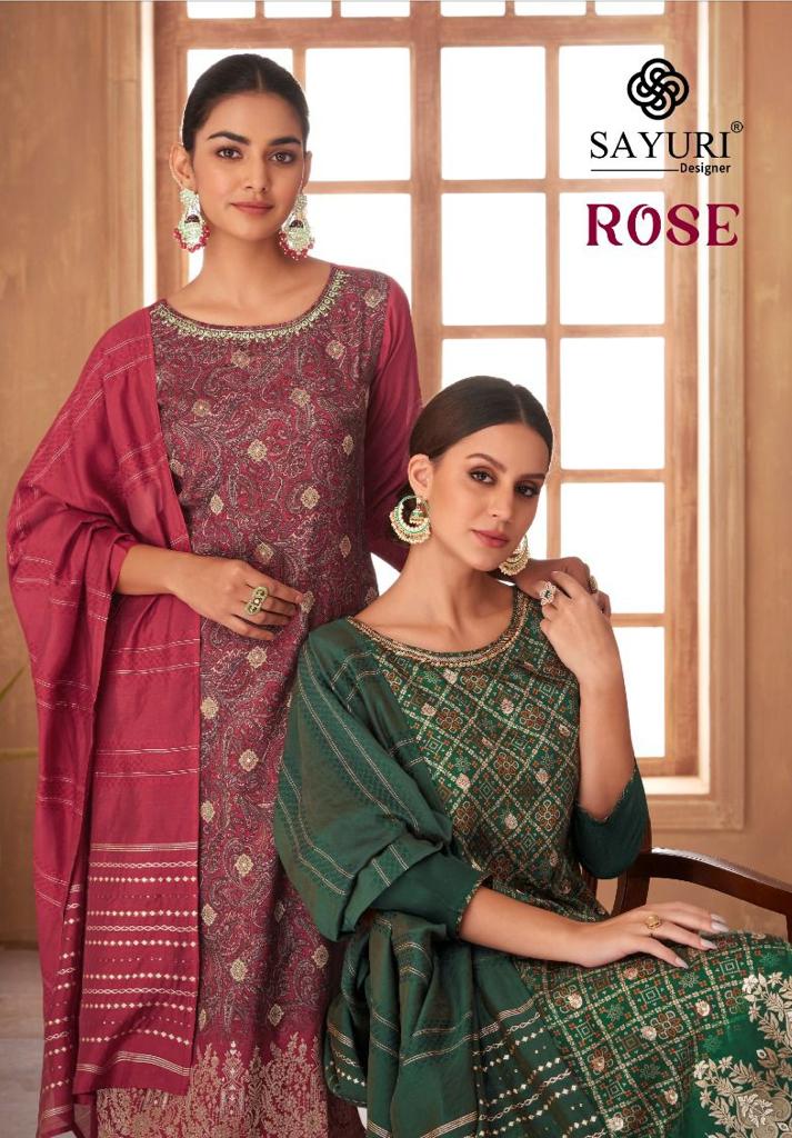 Sayuri Designer Rose Russian Silk Jacquard Digital Printed Fancy Designer Partywear Kurti