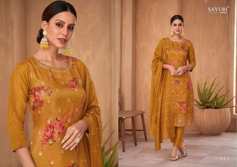 Sayuri Designer Rose Russian Silk Jacquard Digital Printed Fancy Designer Partywear Kurti