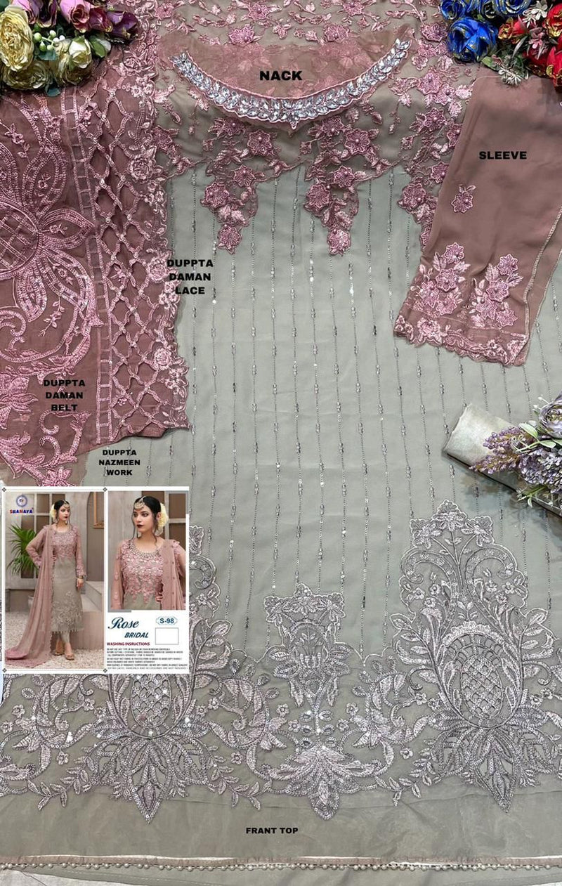 Shanaya Fashion Rose Bridal S 98 Edition Fox Georgette Wedding Wear Heavy Embroidered Salwar Suits
