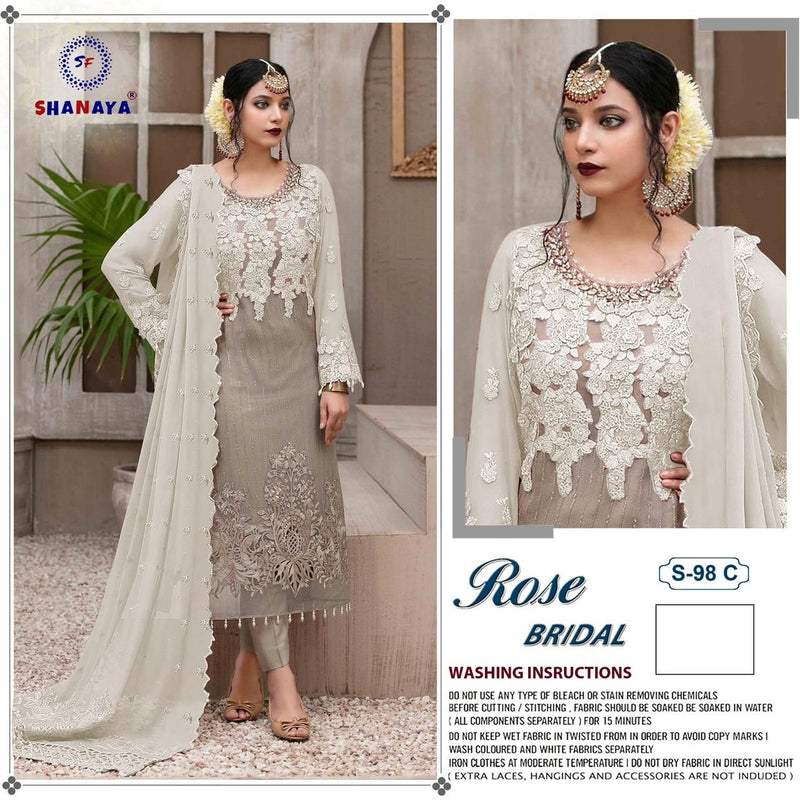 Shanaya Fashion Rose Bridal S 98 Edition Fox Georgette Wedding Wear Heavy Embroidered Salwar Suits