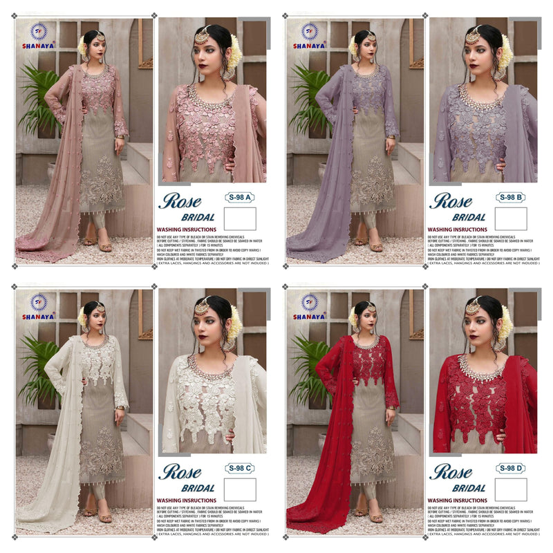 Shanaya Fashion Rose Bridal S 98 Edition Fox Georgette Wedding Wear Heavy Embroidered Salwar Suits