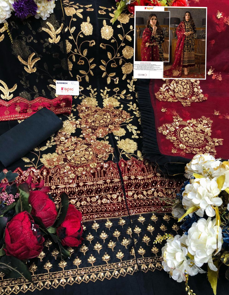 Fepic Rosemeen C 1194 Fox Georgette Pakistani Style Embroidered Wedding Wear Salwar Suits