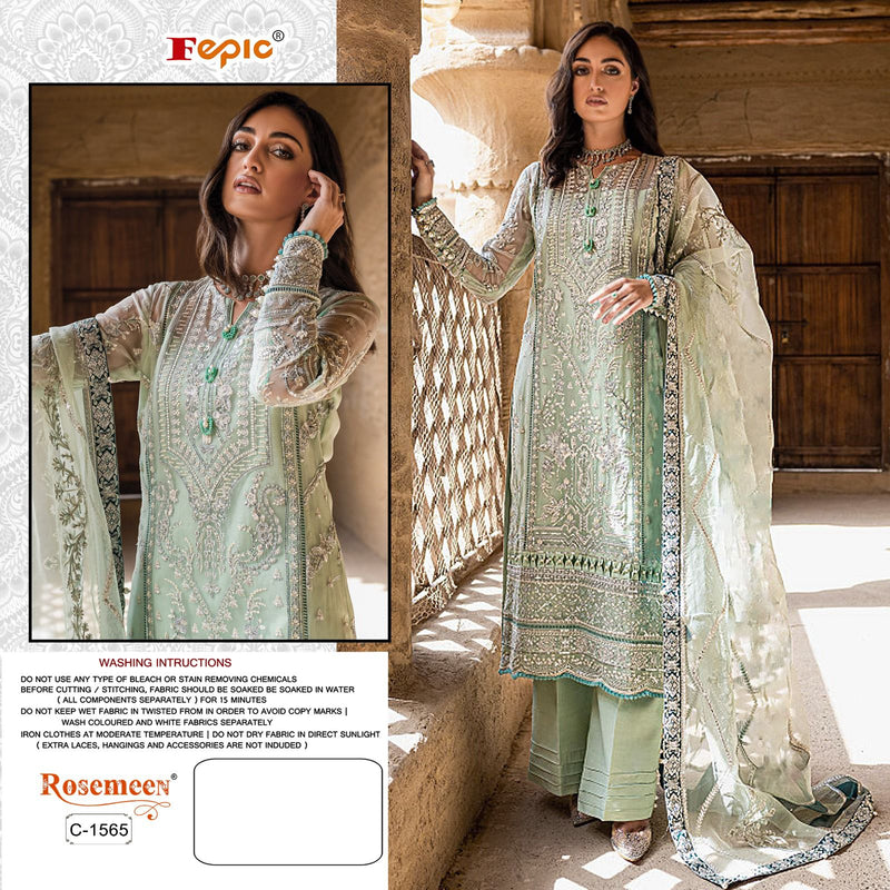 Fepic Rosemeen C 1565 Organza Embroidered Heavy Handwork Pakistani Salwar Kameez