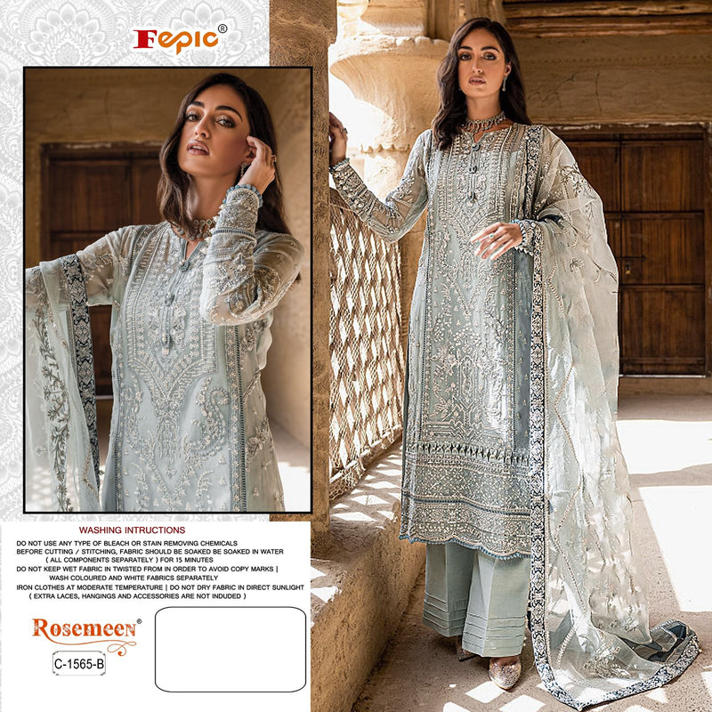 Fepic Rosemeen C 1565 Organza Embroidered Heavy Handwork Pakistani Salwar Kameez