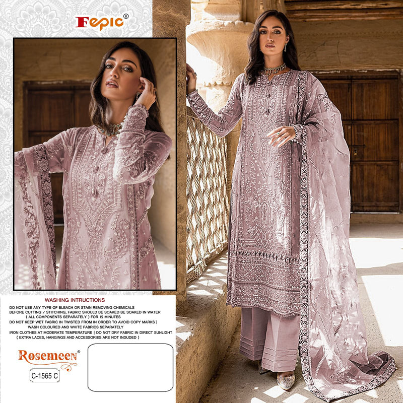 Fepic Rosemeen C 1565 Organza Embroidered Heavy Handwork Pakistani Salwar Kameez