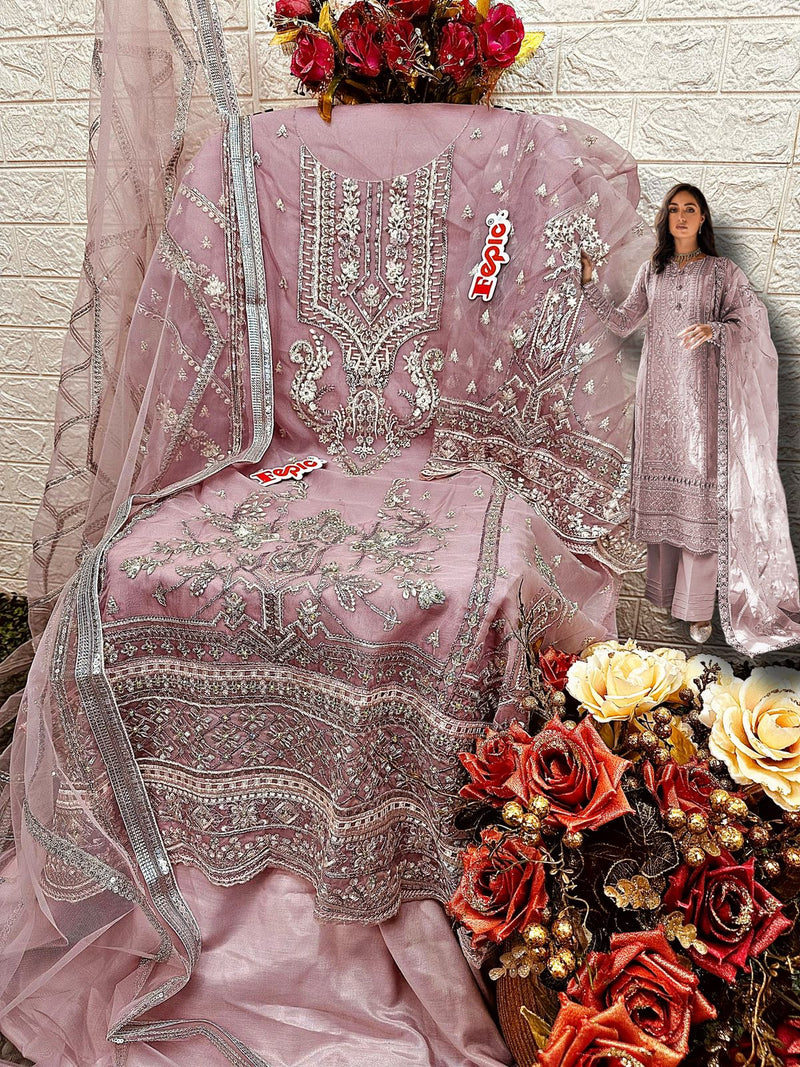 Fepic Rosemeen C 1565 Organza Embroidered Heavy Handwork Pakistani Salwar Kameez