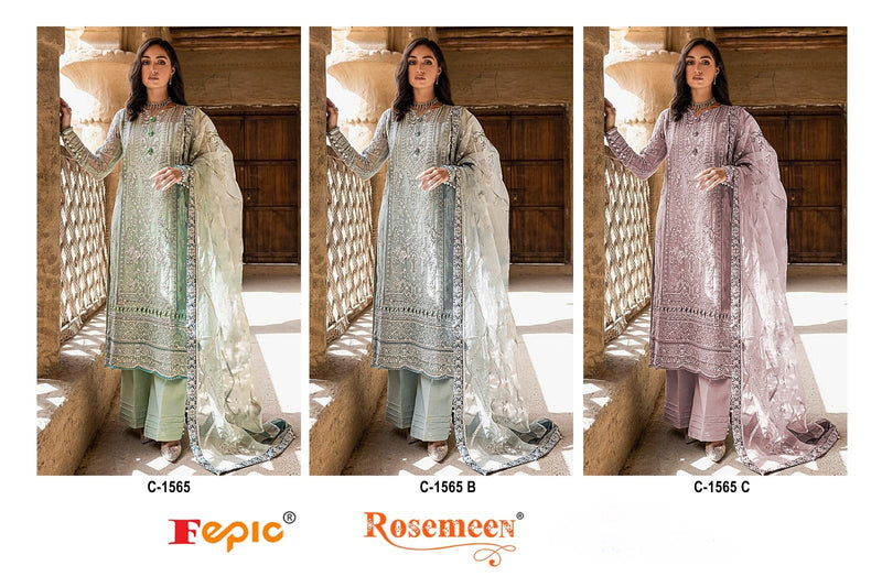 Fepic Rosemeen C 1565 Organza Embroidered Heavy Handwork Pakistani Salwar Kameez