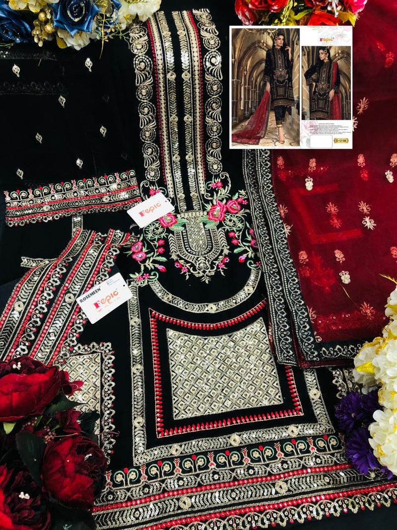Fepic Rosemeen D 5198 Georgette Heavy Embroidered Pakistani Style Party Wear Salwar Suits