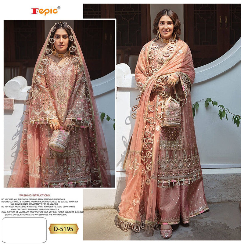 Fepic Rosemeen D 5195 Organza Embroidered Ellegant Pakistani Style Weeding Wear Salwar Suits