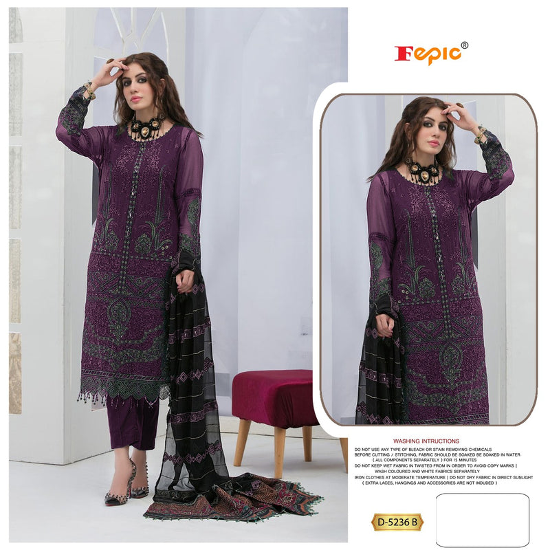 Fepic Rosemeen D 5236 B Georgette With Heavy Embroidery Work Stylish Designer Festive Wear Salwar Kameez