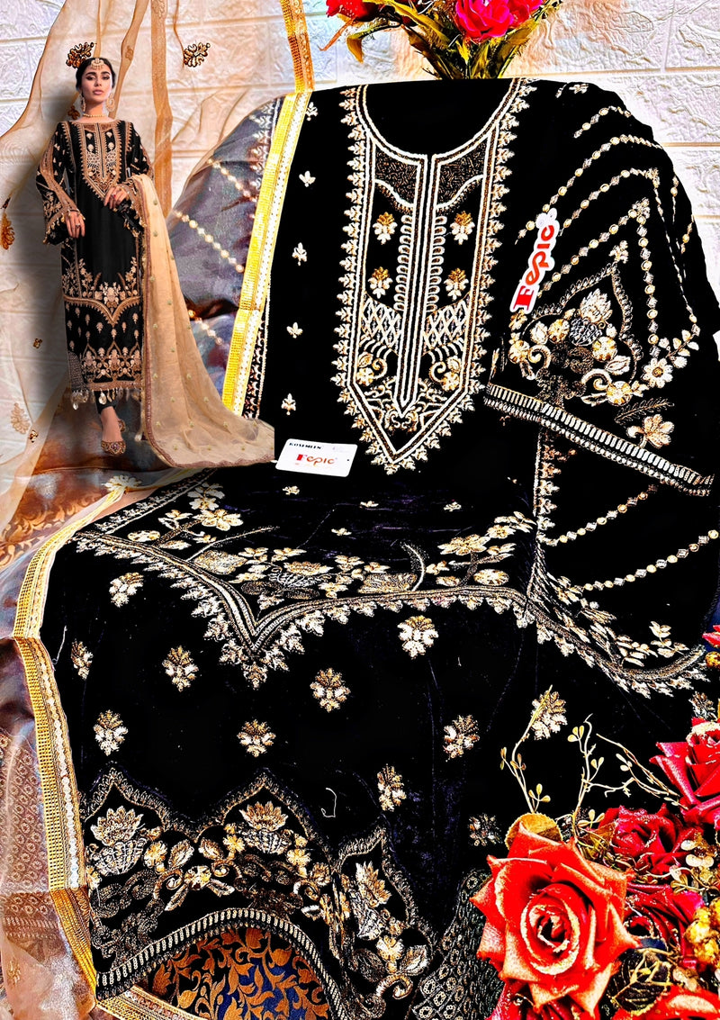 Fepic Rosemeen D 5244 Velvet With Beautiful Work Stylish Designer Party Wear Salwar Kameez