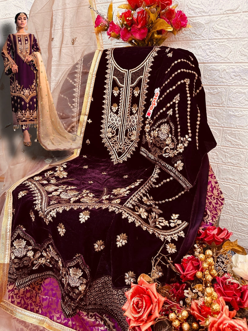 Fepic Rosemeen D 5244 Velvet With Beautiful Work Stylish Designer Party Wear Salwar Kameez