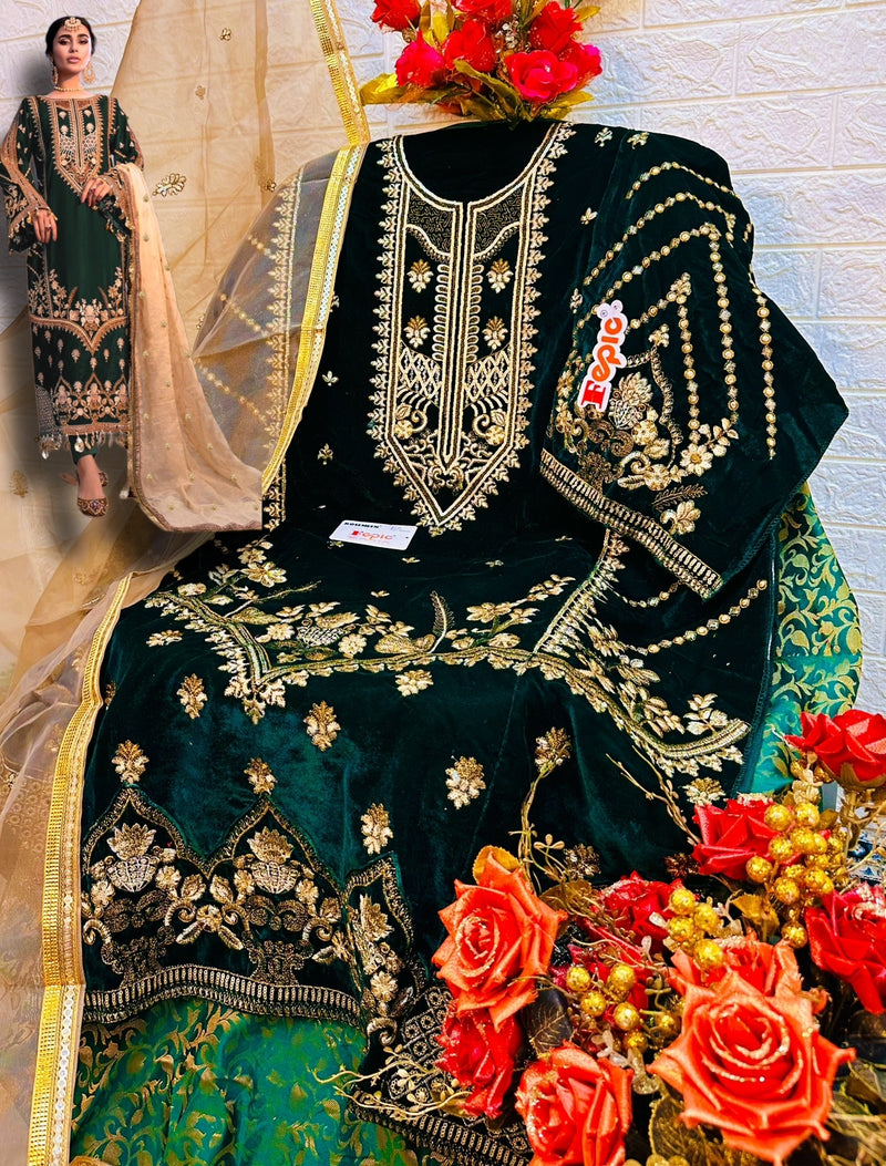 Fepic Rosemeen D 5244 Velvet With Beautiful Work Stylish Designer Party Wear Salwar Kameez