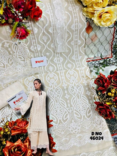 Fepic Rosemeen Image Chikankari Collection Fox Georgette Pakistani Style Party Wear Salwar Suits