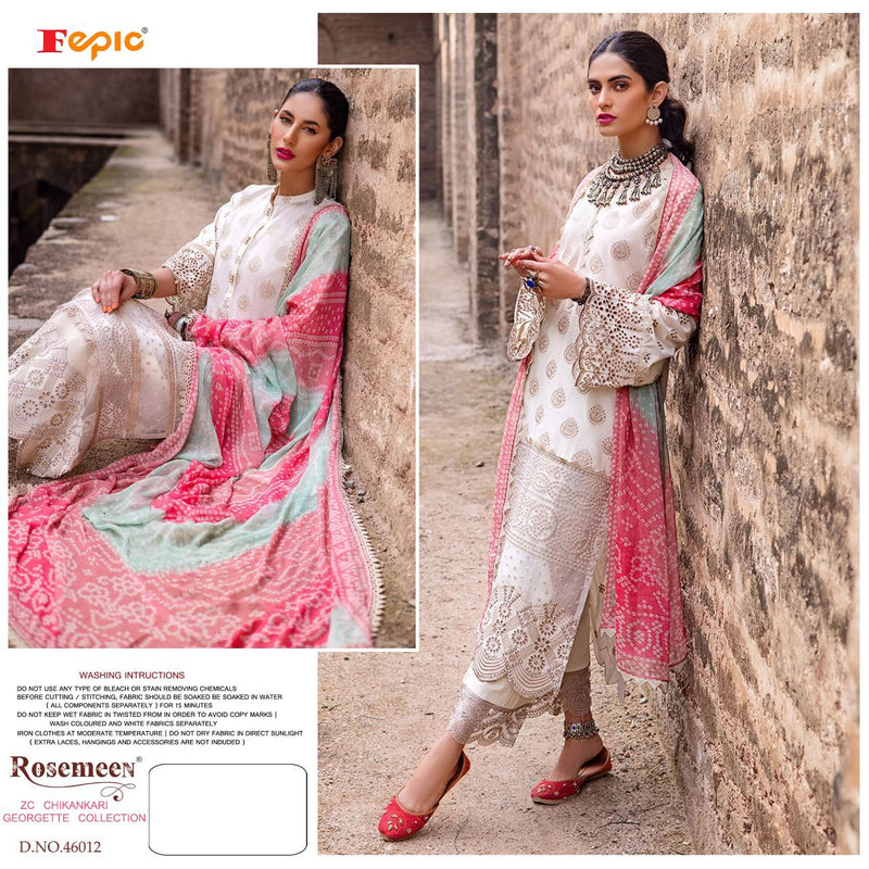 Fepic Rosemeen ZC Chikankari  Georgette Collection Fox Georgette Pakistani Style Party Wear Salwar Suits