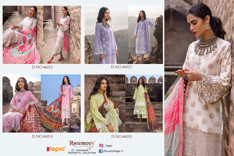 Fepic Rosemeen ZC Chikankari  Georgette Collection Fox Georgette Pakistani Style Party Wear Salwar Suits