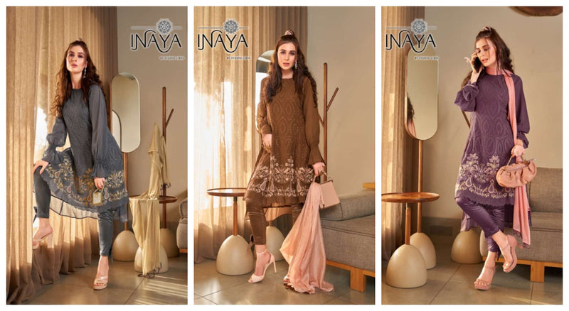 Inaya Rosettes Collection Georgette With Heavy Embroidery Work Stylish Designer Pakistani Fancy Kurti