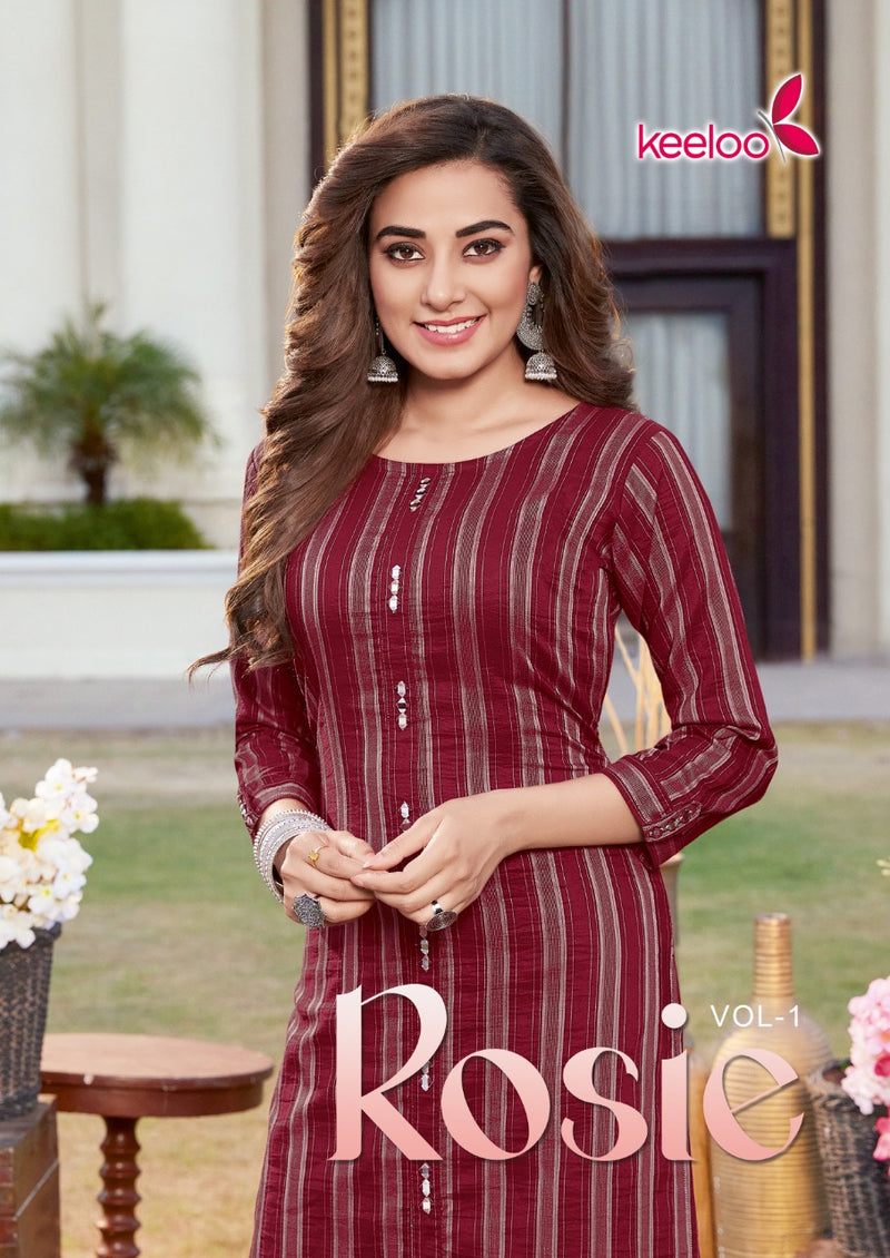 Keeloo Rosie Vol 1 Fancy Viscose Stripes Embroidered Fancy Festive Wear Kurtis