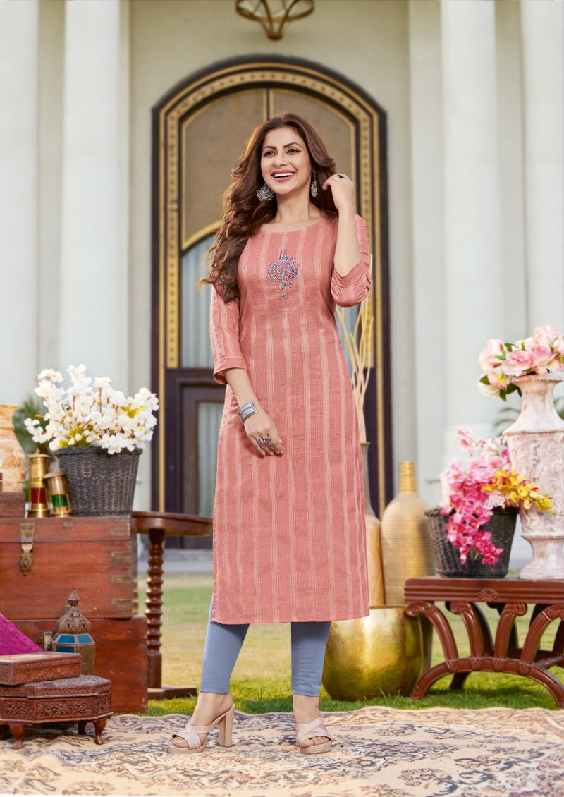 Keeloo Rosie Vol 1 Fancy Viscose Stripes Embroidered Fancy Festive Wear Kurtis
