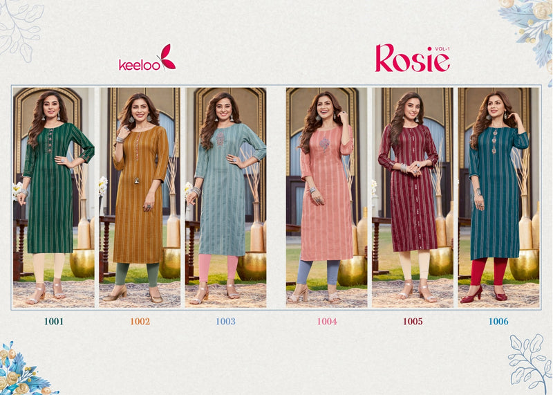Keeloo Rosie Vol 1 Fancy Viscose Stripes Embroidered Fancy Festive Wear Kurtis