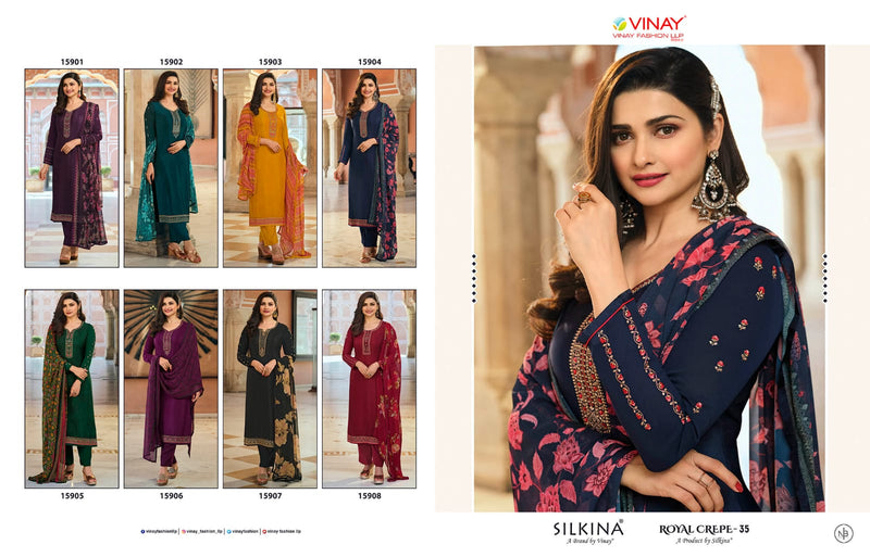 Vinay Fashion Royal Crepe 35 With Heavy Embroidery Work Stylish Designer Festive Wear Party Wear Salwar Kameez