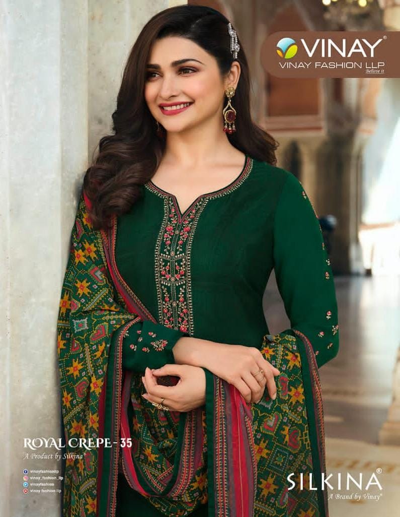 Vinay Fashion Royal Crepe 35 With Heavy Embroidery Work Stylish Designer Festive Wear Party Wear Salwar Kameez
