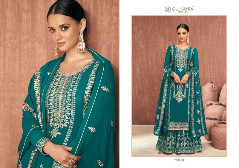 Gulkayra Royal Gold Georgette With Heavy Beautiful Embroidery Work Stylish Designer Festive Wear Long Gown