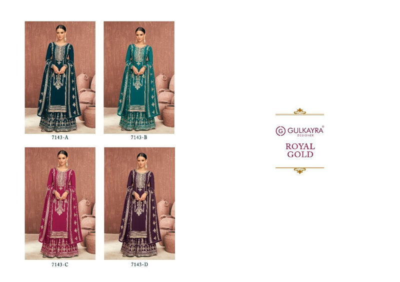 Gulkayra Royal Gold Georgette With Heavy Beautiful Embroidery Work Stylish Designer Festive Wear Long Gown
