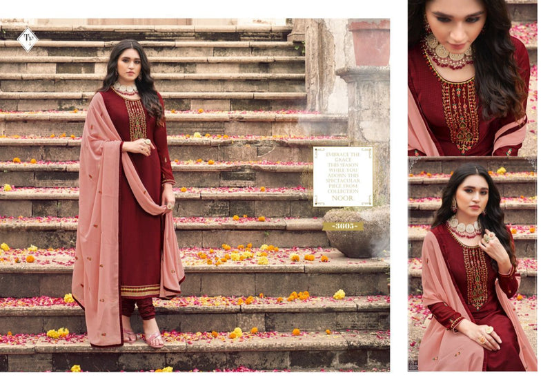 Tanishk fashion Dno 3601 to 3608 Crepe With Embroidery Work Stylish Designer Party Wear Salwar Kameez