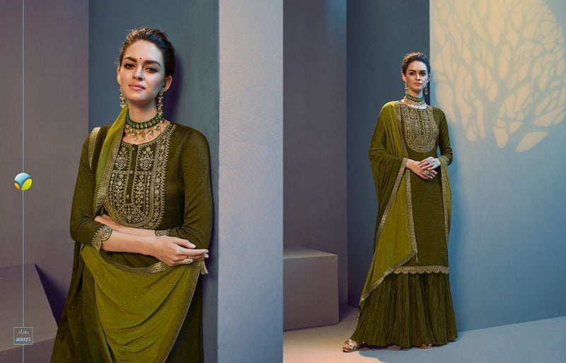 Vinay Fashion Tumbaa Roza Silk Georgette Ready Made Suits With Sharara Bottom & Dupatta