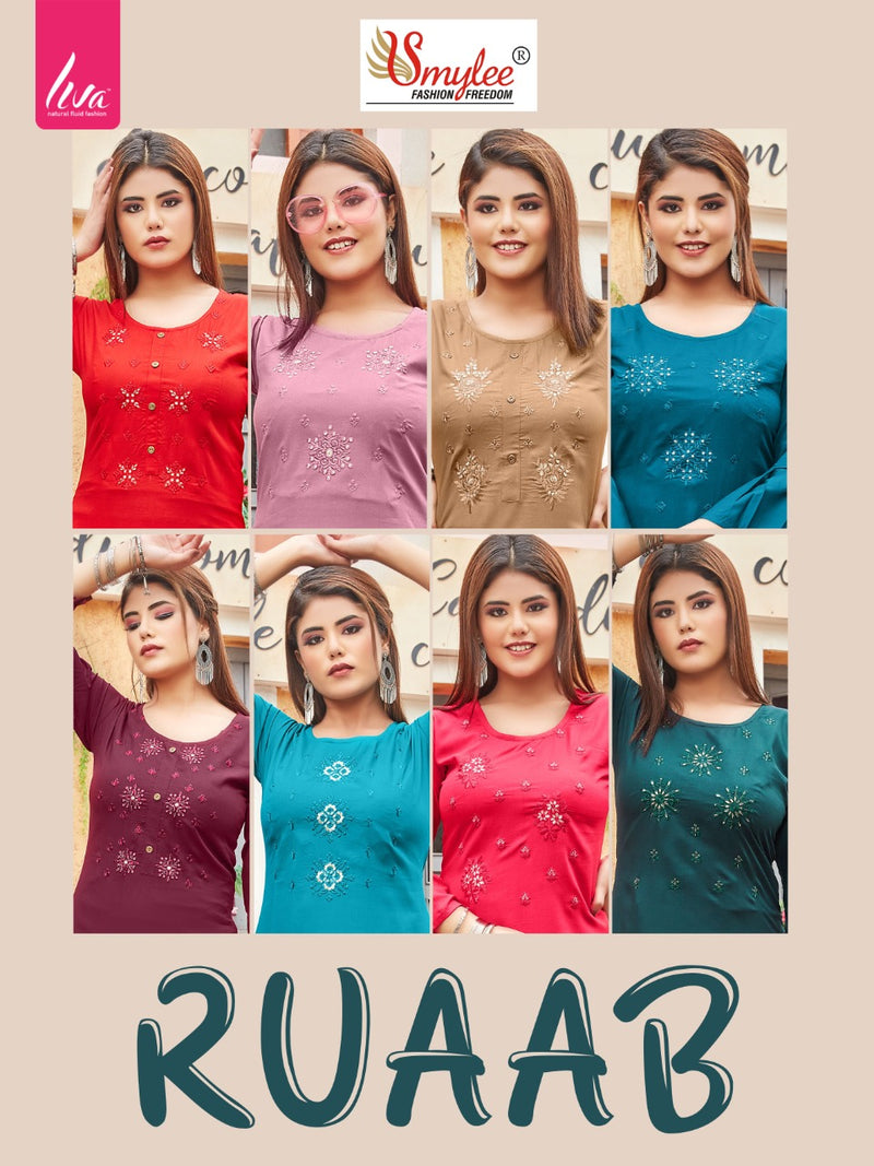 Smylee Fashion Ruaab Rayon Fancy Stylish Office Wear Kurtis