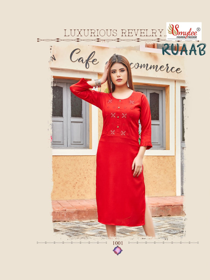 Smylee Fashion Ruaab Rayon Fancy Stylish Office Wear Kurtis