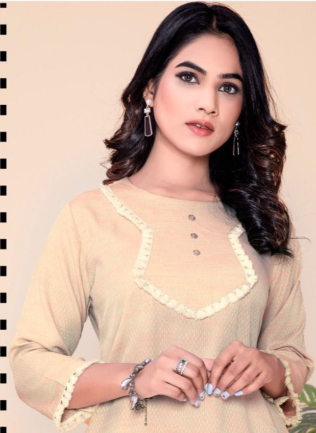 Poonam Designer Ruaab Rayon Fancy Stylish Top Style Office Wear Kurtis