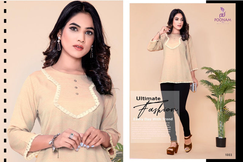 Poonam Designer Ruaab Rayon Fancy Stylish Top Style Office Wear Kurtis