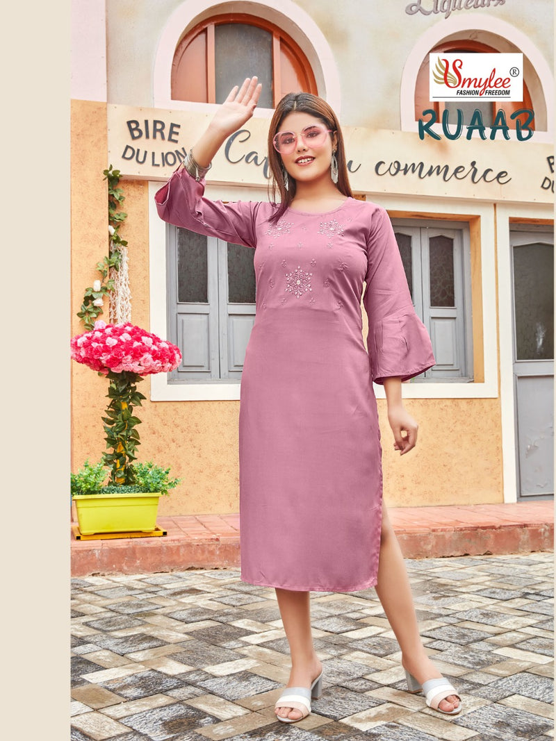 Smylee Fashion Ruaab Rayon Fancy Stylish Office Wear Kurtis
