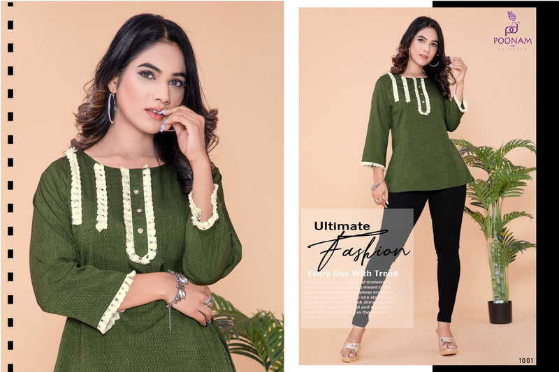 Poonam Designer Ruaab Rayon Fancy Stylish Top Style Office Wear Kurtis