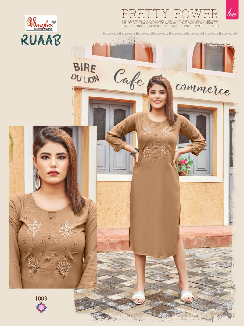 Smylee Fashion Ruaab Rayon Fancy Stylish Office Wear Kurtis