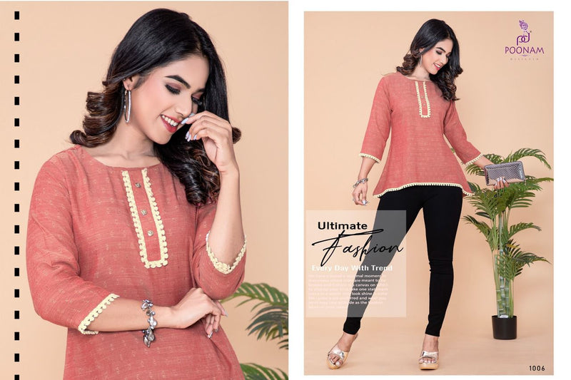 Poonam Designer Ruaab Rayon Fancy Stylish Top Style Office Wear Kurtis