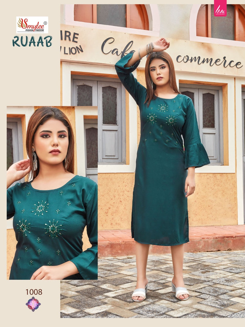 Smylee Fashion Ruaab Rayon Fancy Stylish Office Wear Kurtis