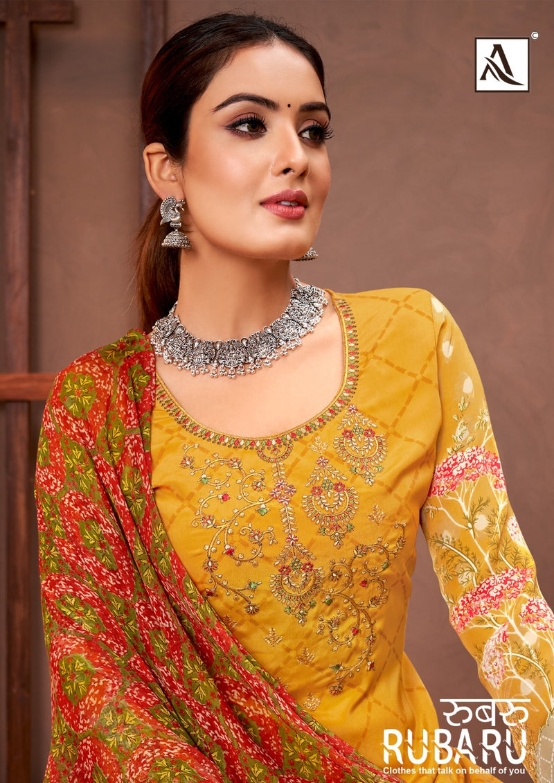 Alok Suit Rubaru Crepe With Pakistani Fancy Printed Work Stylish Designer Beautiful Salwar Kameez