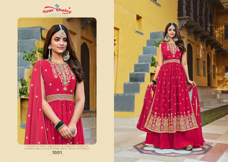Your Choice Ruby Georgette With Heavy Embroidery Work Stylish Designer Festive Wear Fancy Kurti